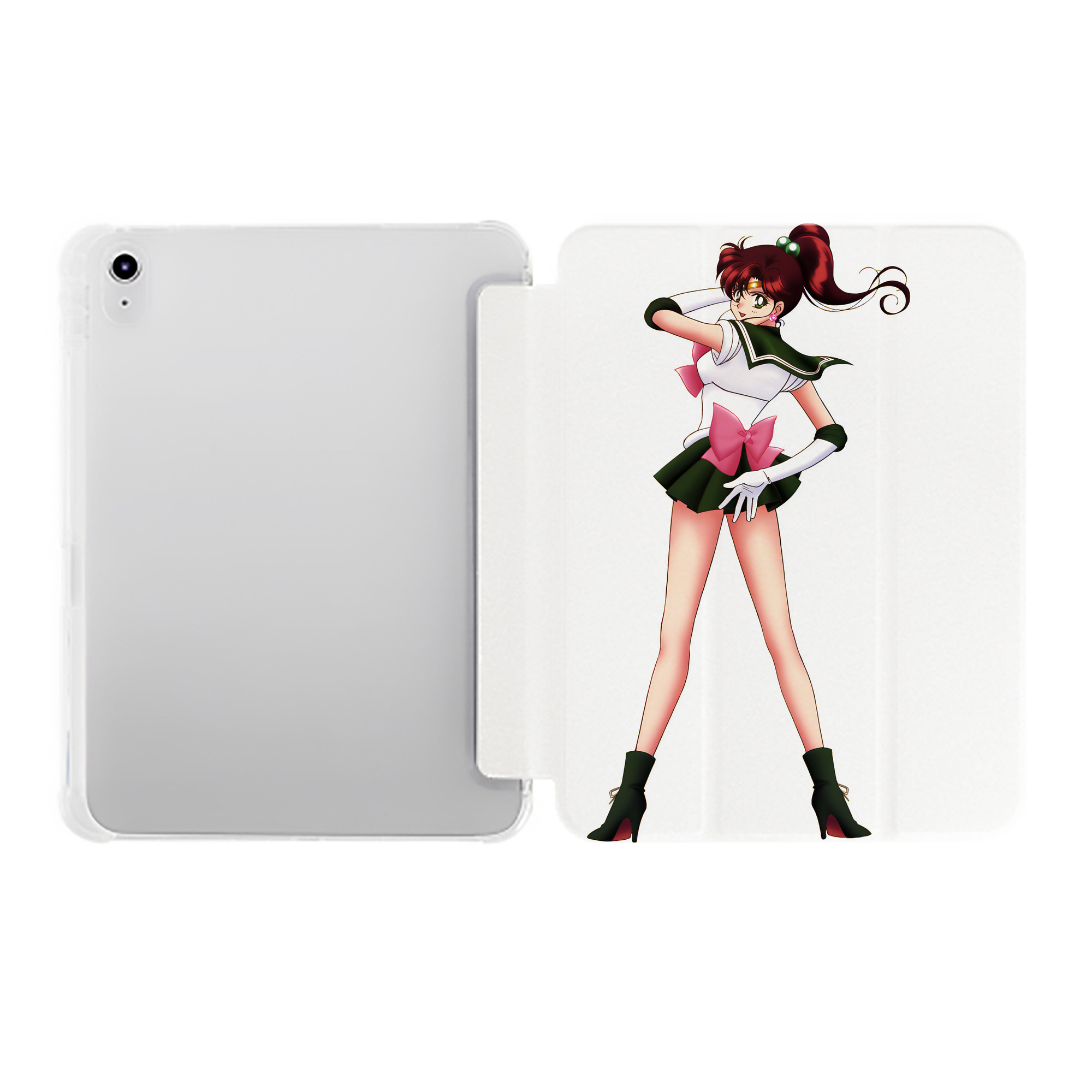 （画像用） 美少女戦士セーラームーン 木野 まこと きの まこと Sailor Moon Kino Makoto （セーラージュピター；Sailor Jupiter） IPad ケース ペン収納付き 三つ折りスタンド PUレザー×シリコン 対応機種9.5/10.5/10.9インチ